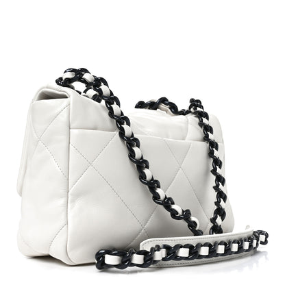 Chanel Glossy Calfskin Quilted Medium Chanel 19 Flap White Black 3 of 10