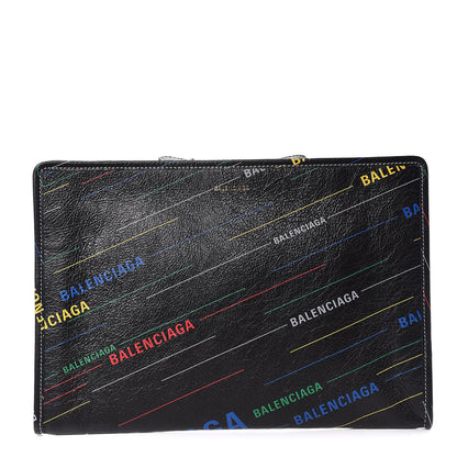 Balenciaga Agneau Arena Logo Multicolor Print Bazar Pouch Black Multicolor 1 of 6