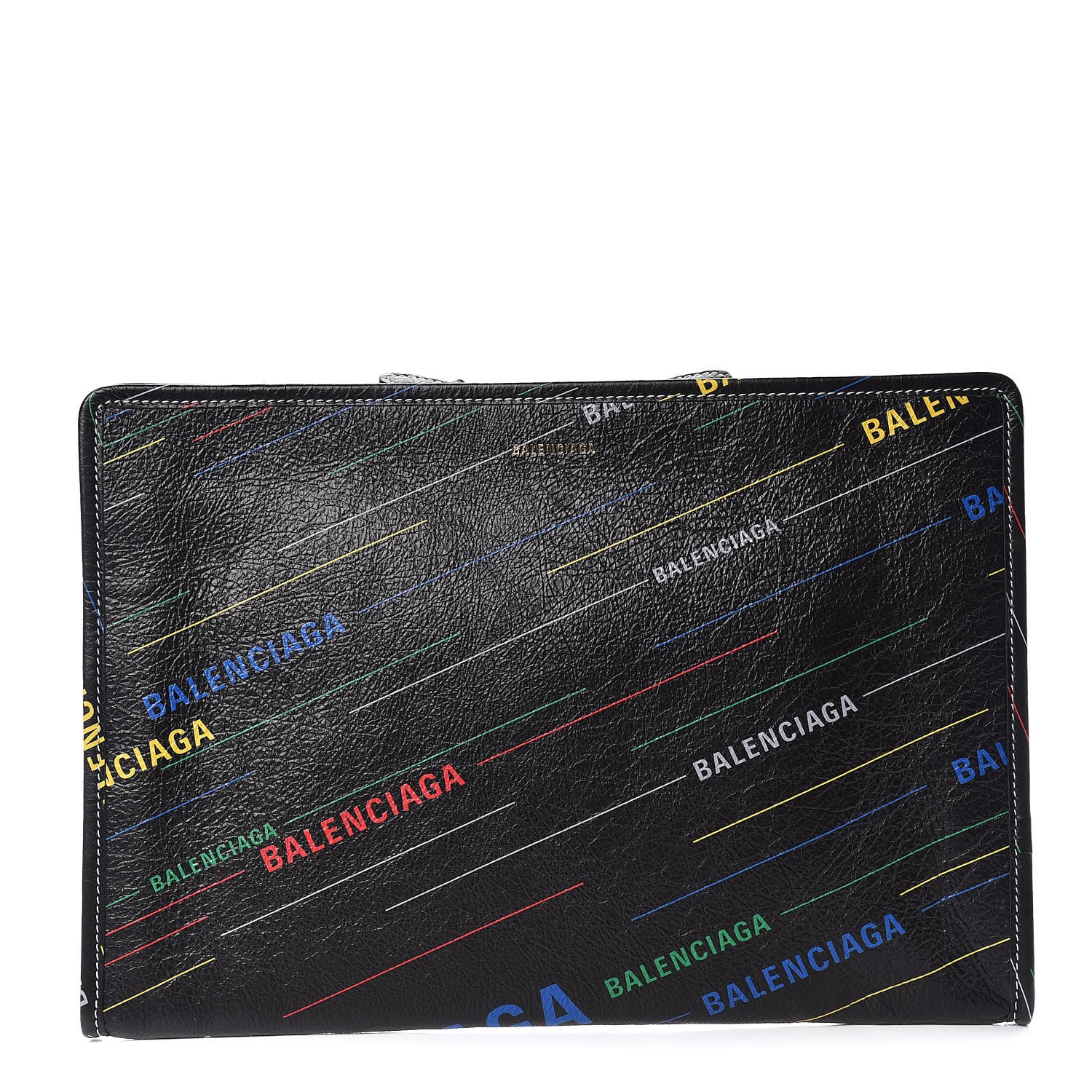 Balenciaga Agneau Arena Logo Multicolor Print Bazar Pouch Black Multicolor 1 of 6