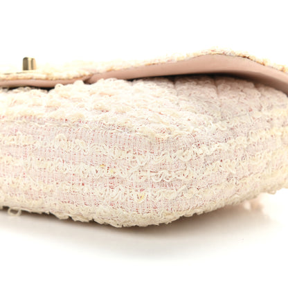 Chanel Tweed Quilted Medium Single Flap White Pink 9 of 18