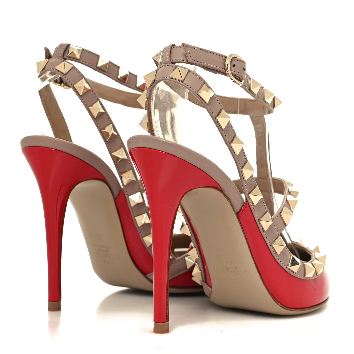 Valentino Garavani Patent Nappa Rockstud Ankle Strap 100mm Pumps 35 Rouge Pur Poudre 4 of 9