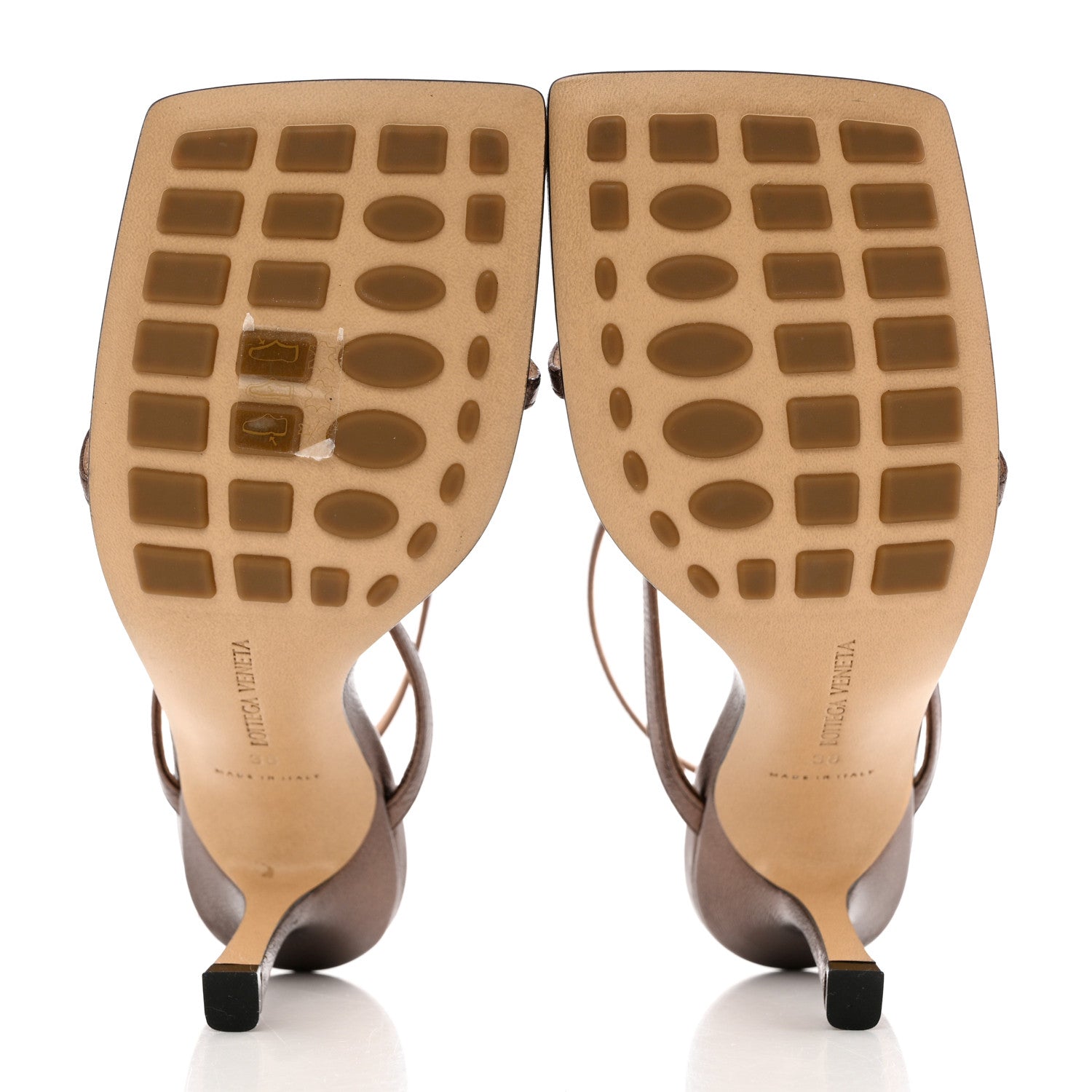 Bottega Veneta Metallic Lambskin Stretch Multi Strap 90mm Sandals 38 Fondant 5 of 11