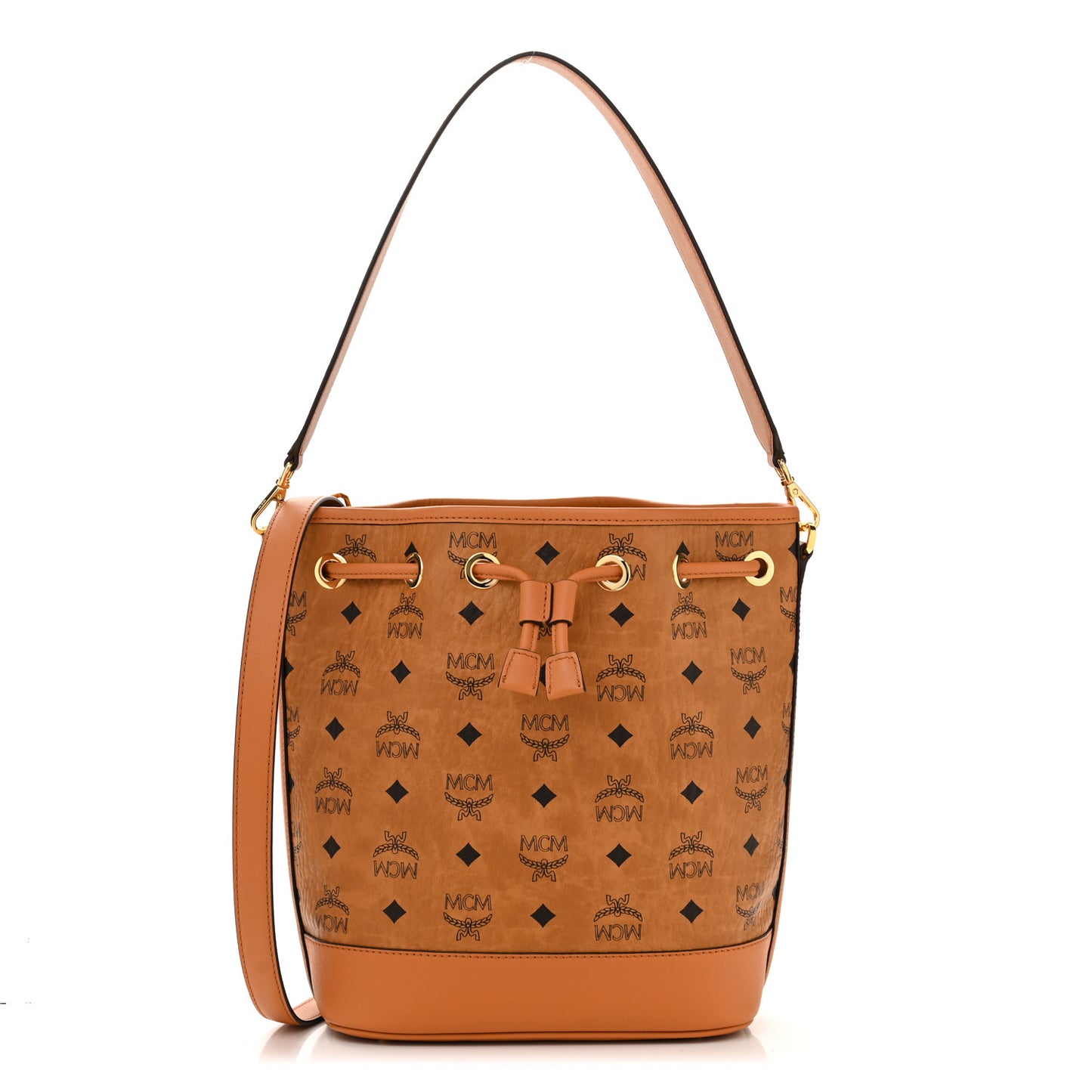 Visetos Medium Dessau Drawstring Bucket Bag Cognac