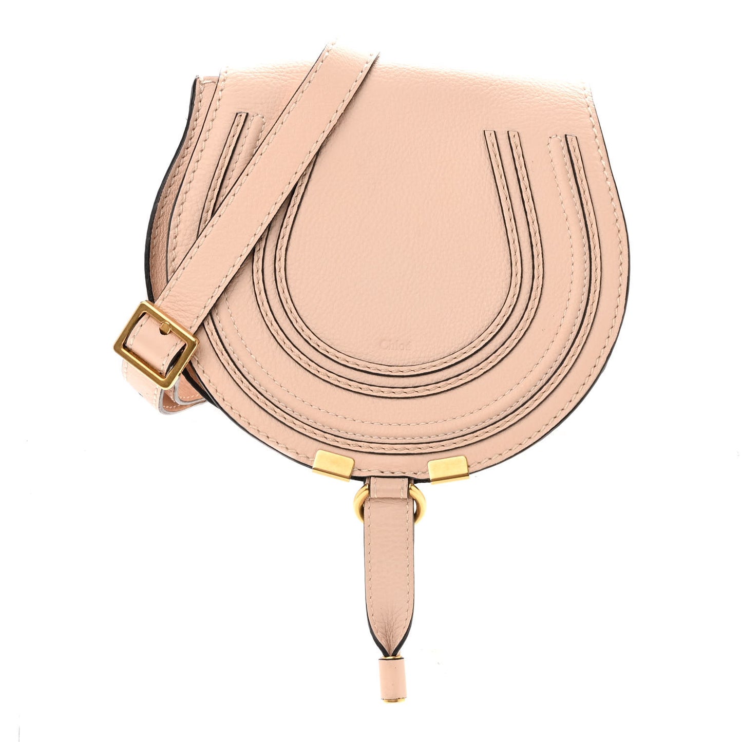 Calfskin Mini Marcie Round Crossbody Bag Blush Nude