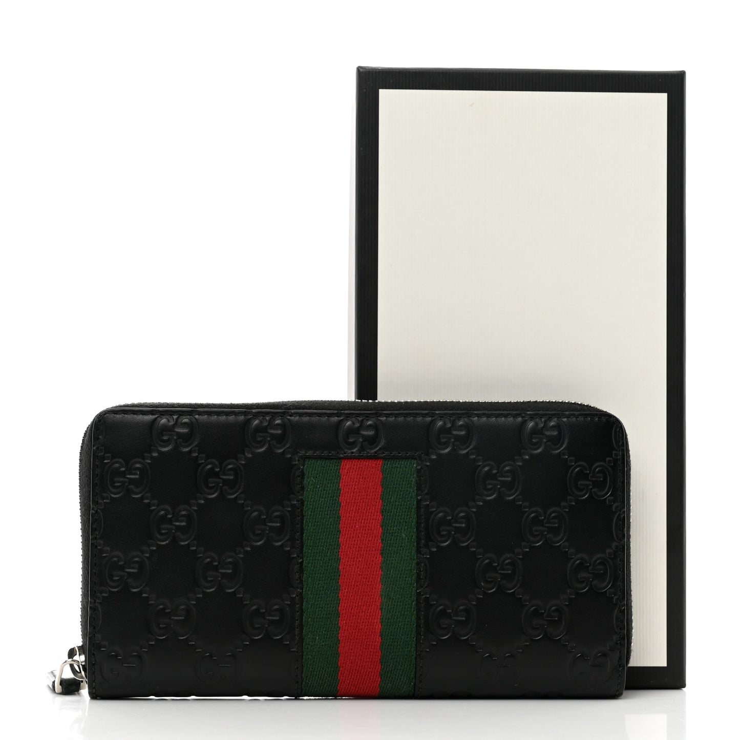 Guccissima Web Zip Around Wallet Black