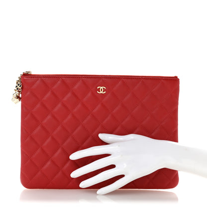 Chanel Lambskin Quilted Medium Casino Beauty CC Cosmetic Case Red 2 of 10