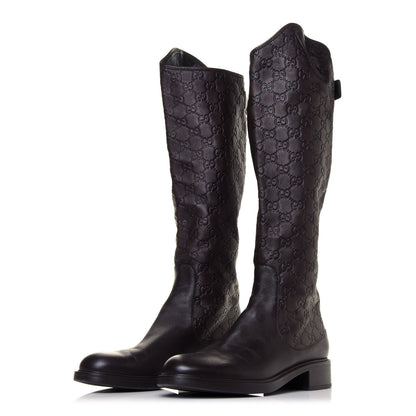 Gucci Guccissima Calfskin Miro Soft Knee High Riding Boots 39.5 Chocolate 3 of 7