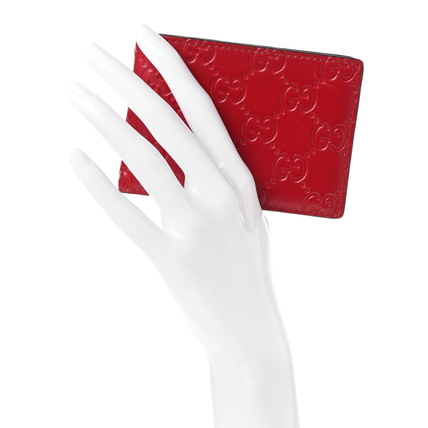 Gucci Guccissima Bi-Fold Wallet Red 2 of 9