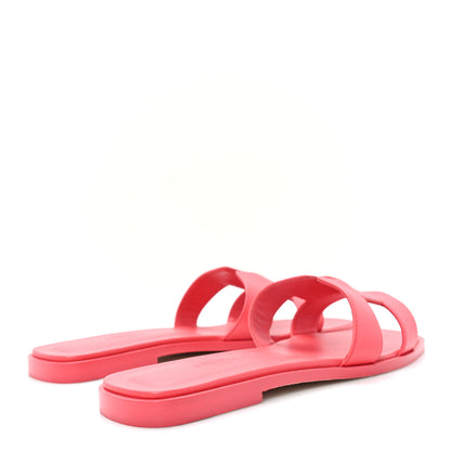 Hermes Box Calfskin Oran Sandals 38.5 Rouge Grenadine 5 of 10