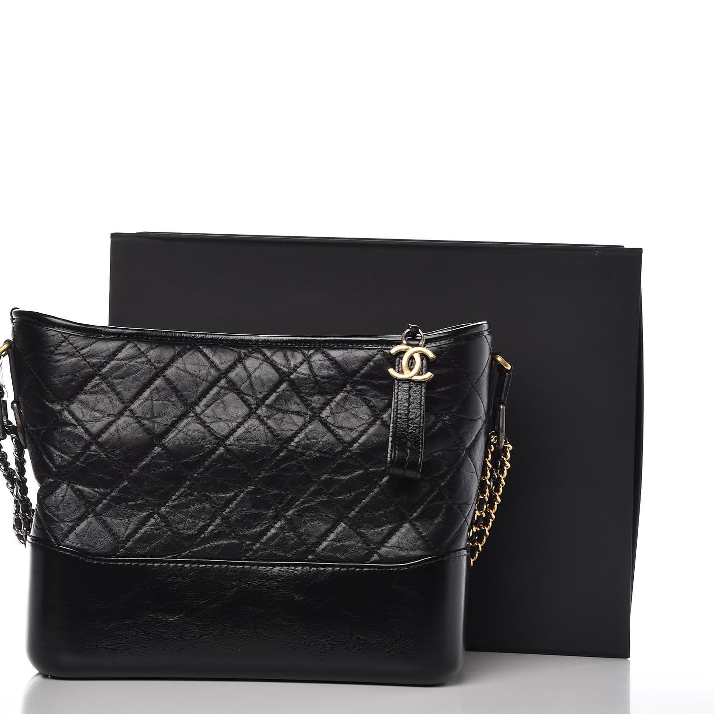 Aged Calfskin Quilted Medium Gabrielle Hobo Black