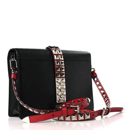 Prada Saffiano City Calfskin Studded Large Elektra Shoulder Bag Black Fuoco 3 of 8