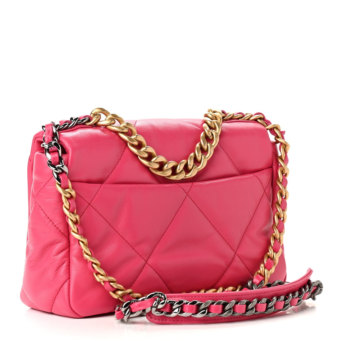 Goatskin Quilted Medium Chanel 19 Flap Pink