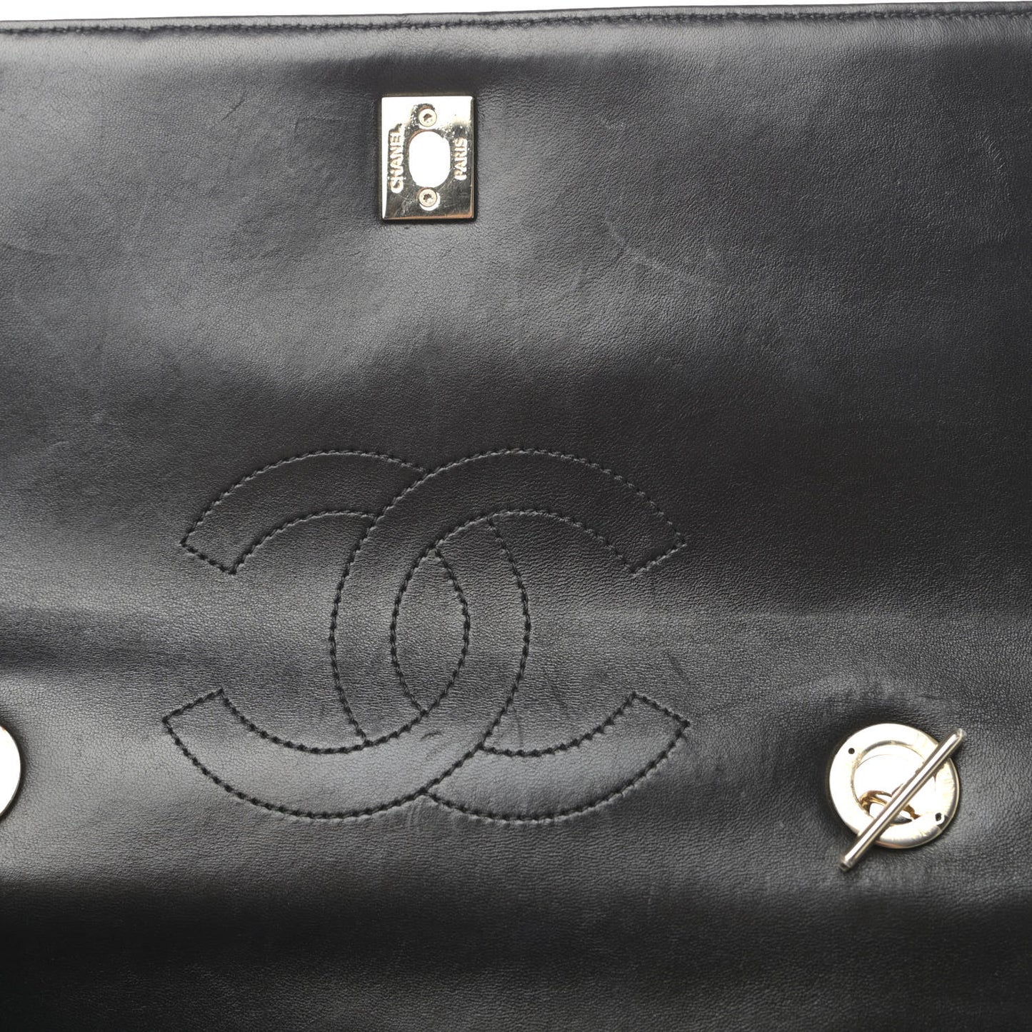 Lambskin Quilted Large Trendy CC Dual Handle Flap Bag Black