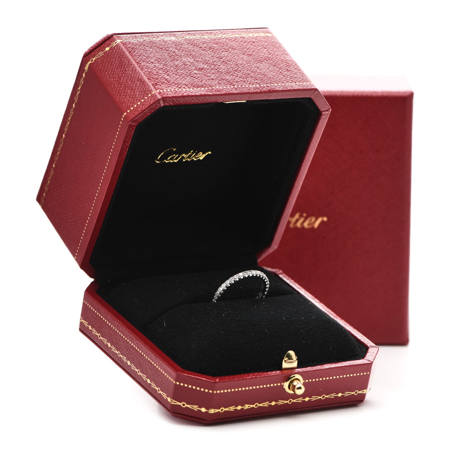 18K White Gold Diamond 2mm Etincelle de Cartier Wedding Band Ring 49 4.75