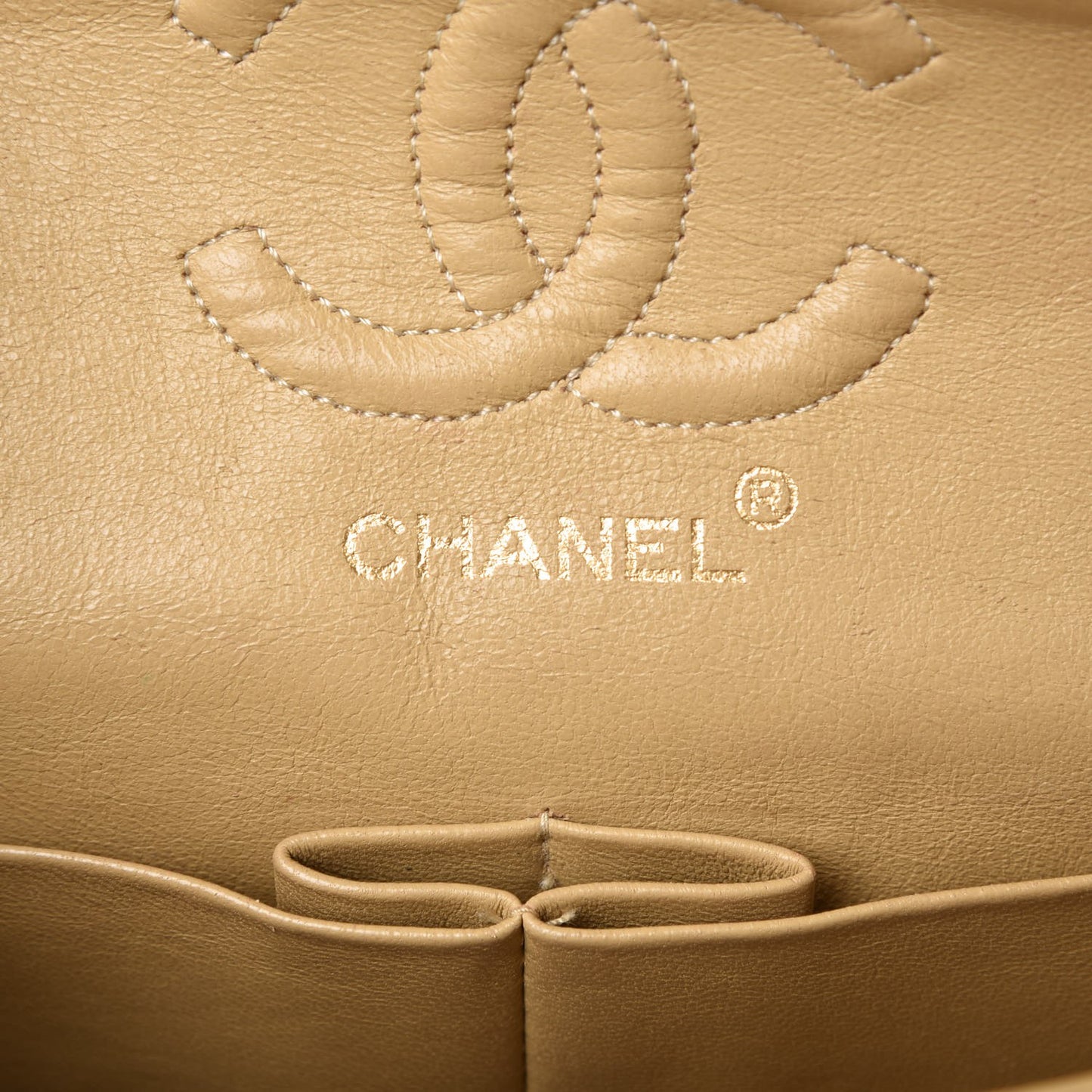 Lambskin Quilted Small Double Flap Beige