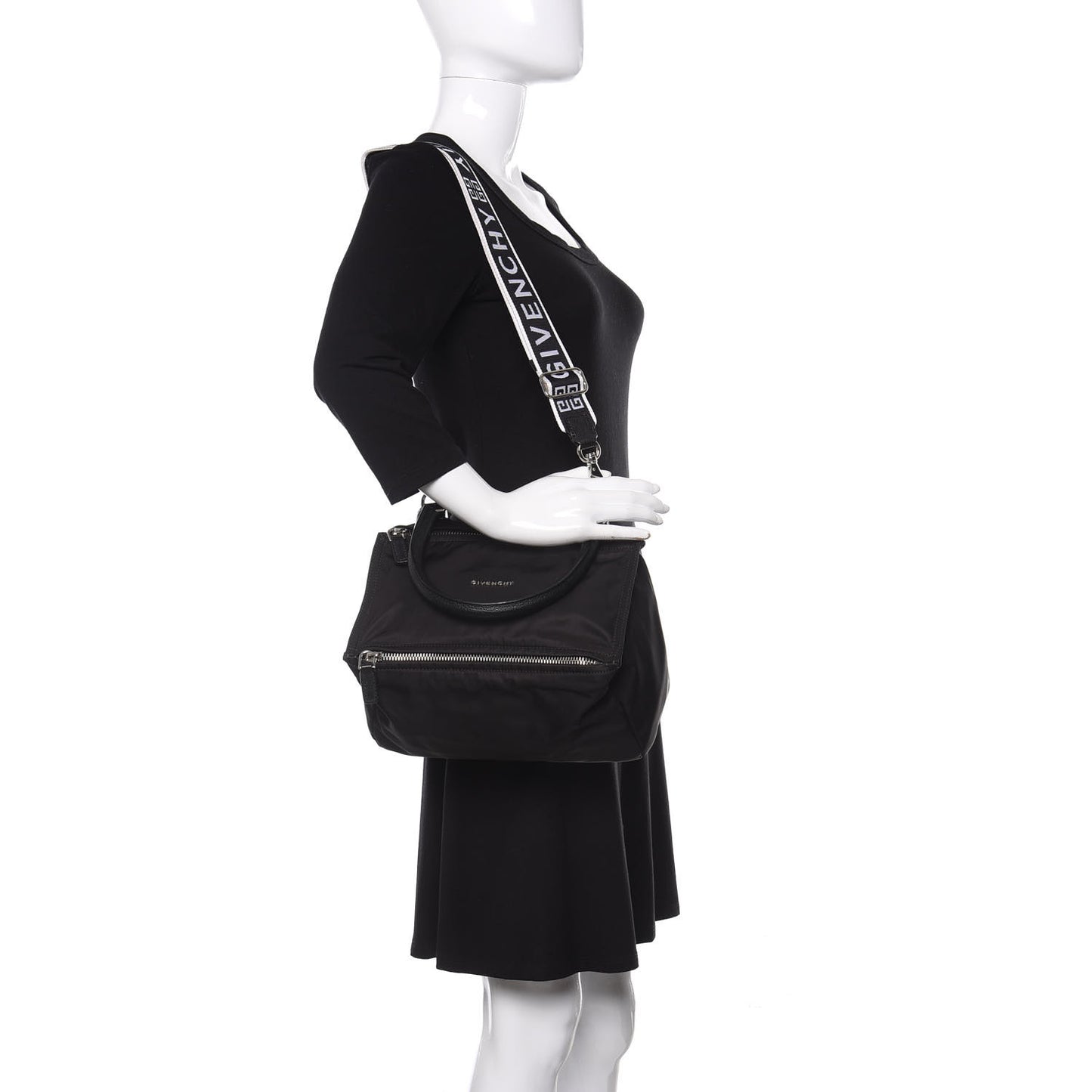 Nylon Small Pandora Logo Strap Black