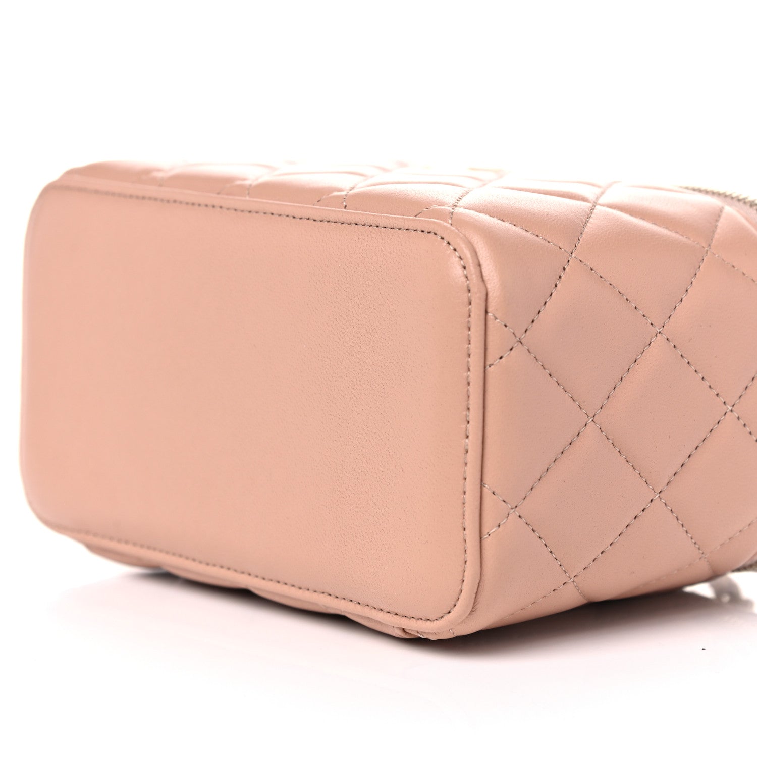 Chanel Lambskin Quilted Small Top Handle Vanity Case With Chain Beige 9 of 10