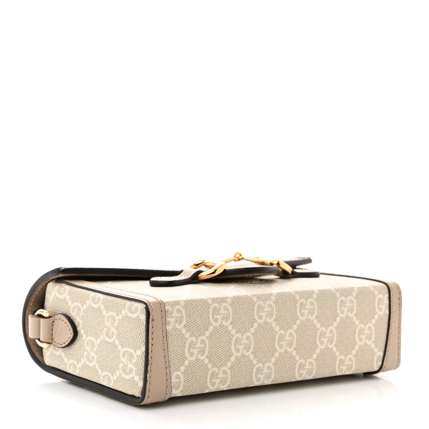 GG Supreme Monogram Textured Dollar Calfskin Mini Horsebit 1955 Shoulder Bag Beige Mystic White Oatmeal