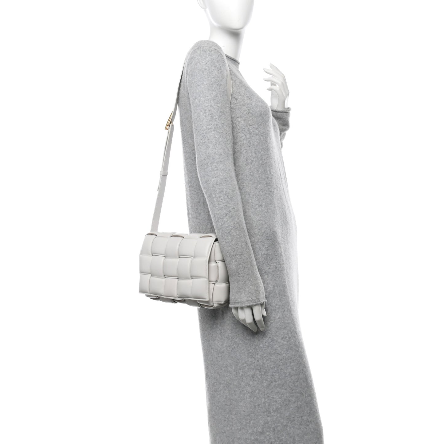 Nappa Maxi Intreccio Padded Cassette Crossbody Bag Chalk