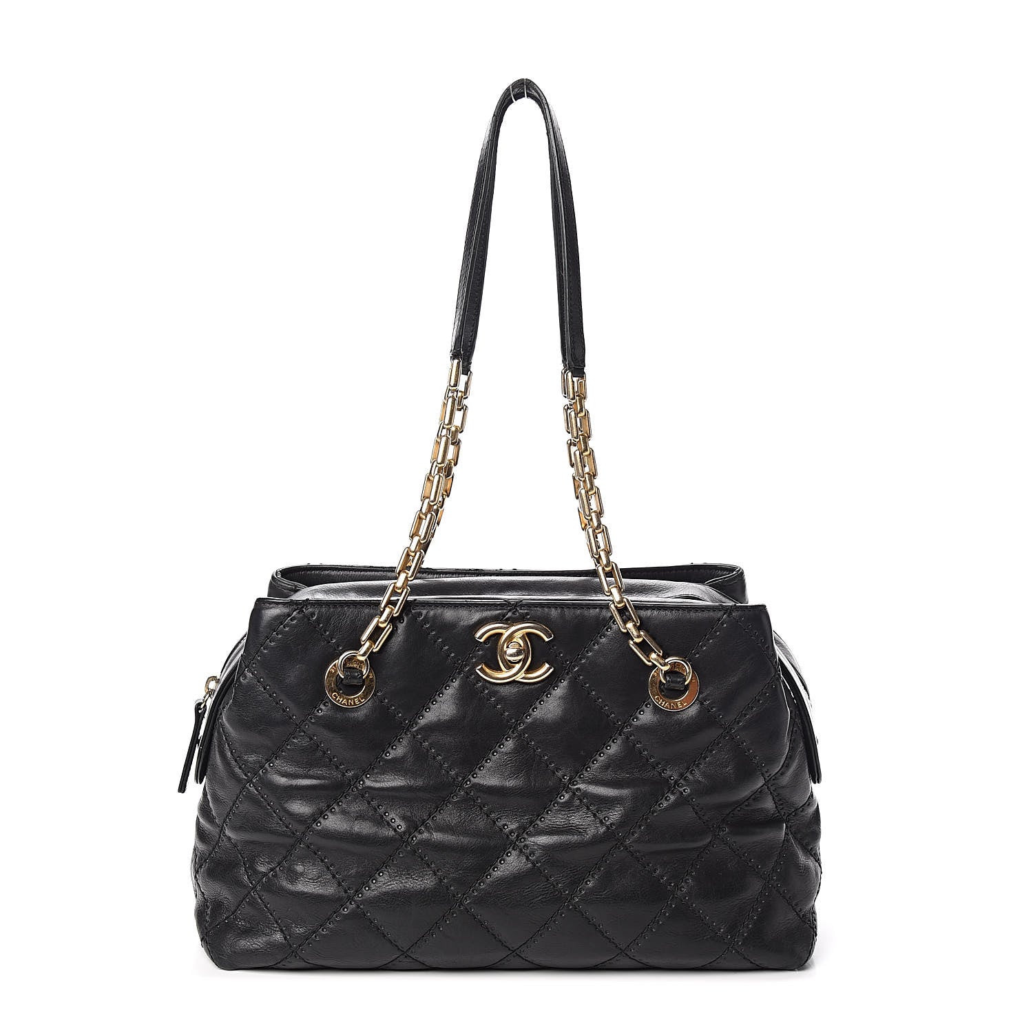 Chanel Calfskin Quilted Retro Chain Tote Black 1 of 14