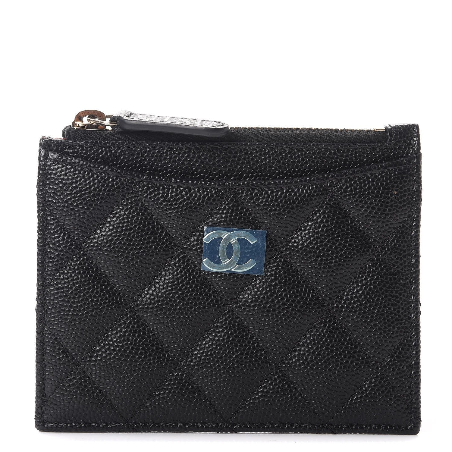 Chanel Caviar Quilted CC Zip Card Holder Black 1 of 8