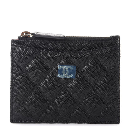 Chanel Caviar Quilted CC Zip Card Holder Black 1 of 8