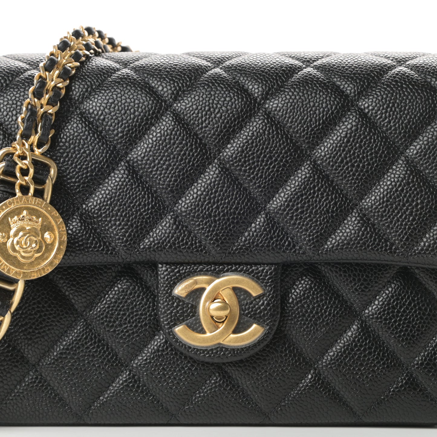Caviar Quilted Chain Soul Flap Black