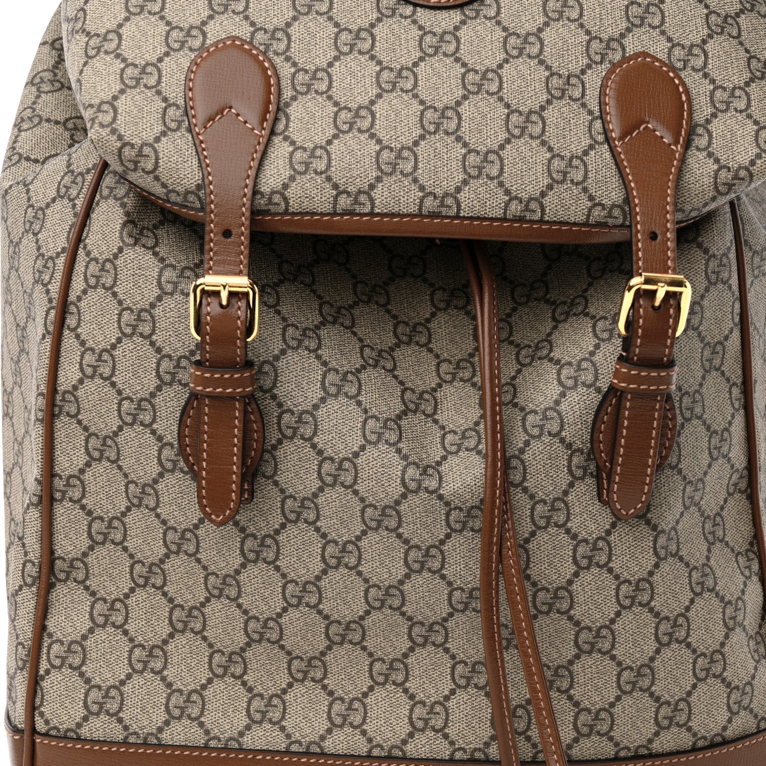 Gucci GG Supreme Monogram Azalea Calfskin Medium Retro Interlocking G Buckle Backpack Beige Ebony Brown Sugar 7 of 10