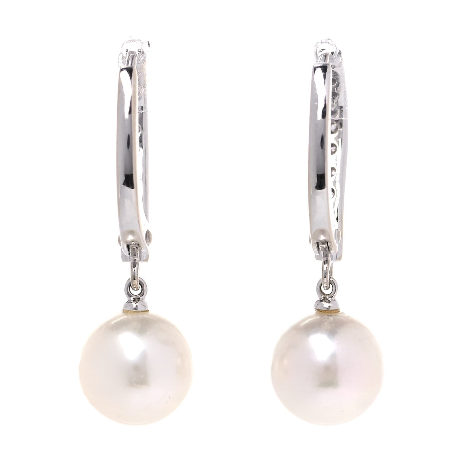 Mikimoto 18K White Gold Diamond Akoya Pearl 7.5mm Drop Earrings 3 of 5
