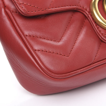 Gucci Calfskin Matelasse Super Mini GG Marmont Shoulder Bag Hibiscus Red 8 of 10