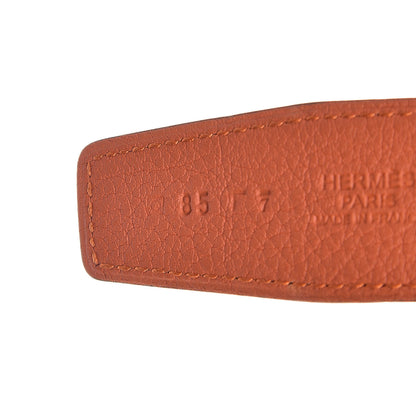 Hermes Swift Togo 32mm H Belt 85 Chocolate Orange 5 of 8