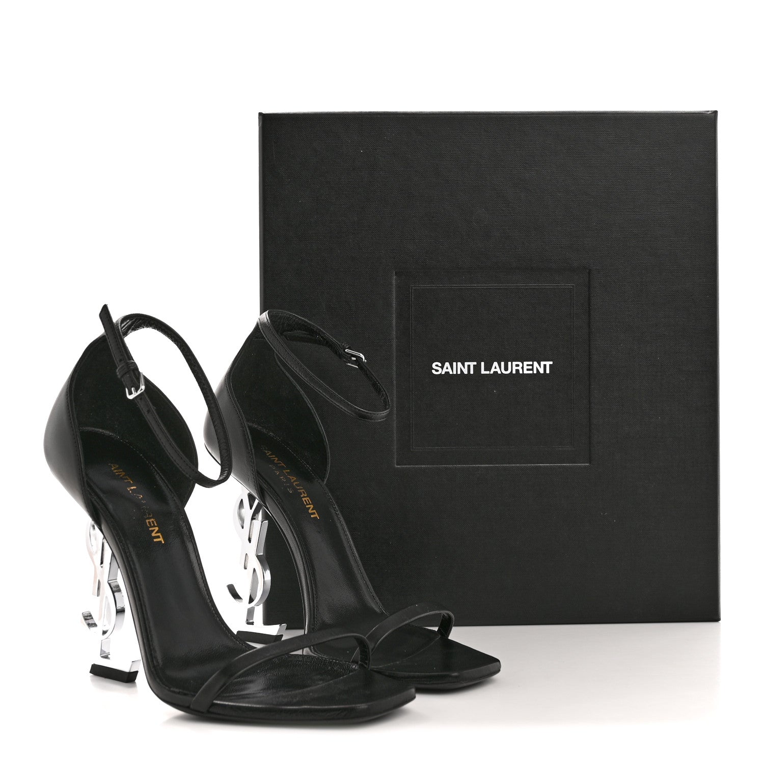 Saint Laurent Calfskin Opyum 110 Sandals 37 Black Silver 11 of 11