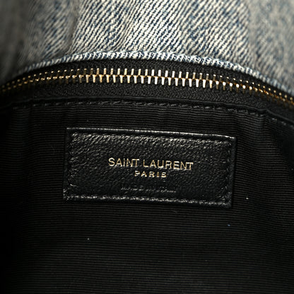 Saint Laurent Denim Quilted Medium Loulou Puffer Monogram Chain Satchel Azur 6 of 10