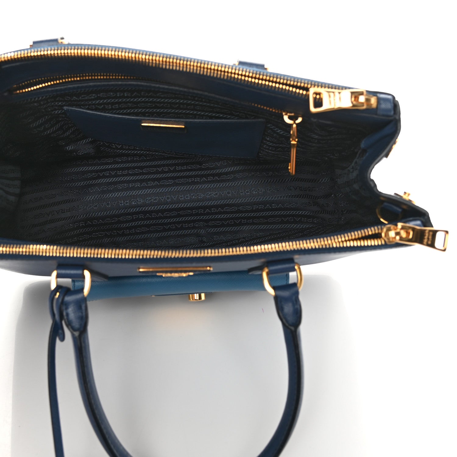 Prada Saffiano Lux Galleria Front Pocket Tote Bluette Cobalto 5 of 17
