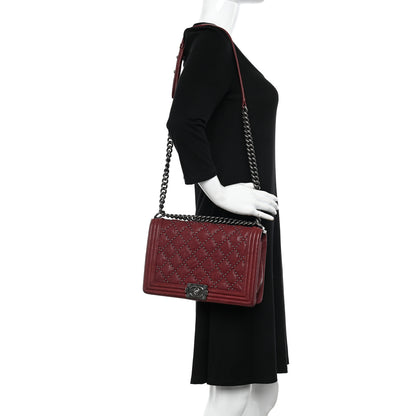 Chanel Crumpled Lambskin New Medium Studded Boy Flap Red 2 of 10