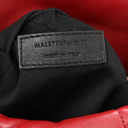 Saint Laurent Lambskin Quilted Small Loulou Puffer Monogram Chain Satchel Red 7 of 13