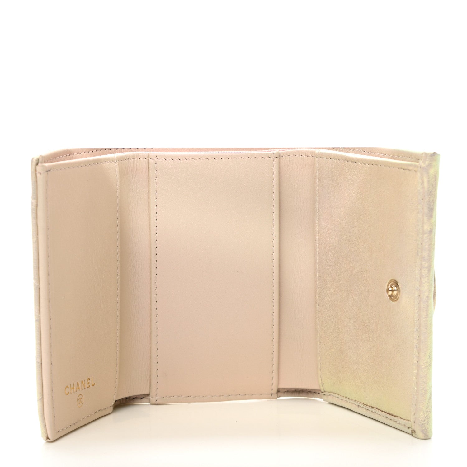 Chanel Iridescent Lambskin Quilted Double Flap Wallet Ivory 6 of 9