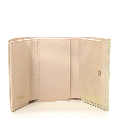 Chanel Iridescent Lambskin Quilted Double Flap Wallet Ivory 6 of 9