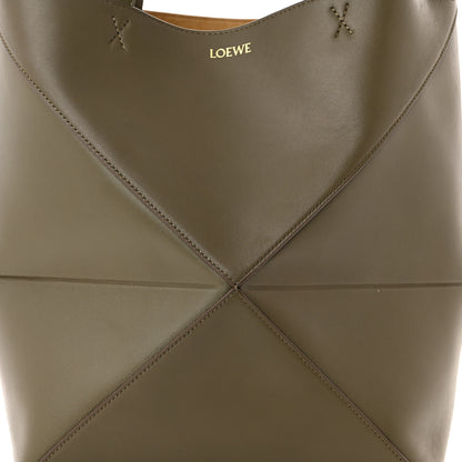 Loewe Shiny Calfskin Medium Puzzle Fold Tote Dark Khaki Green 8 of 10