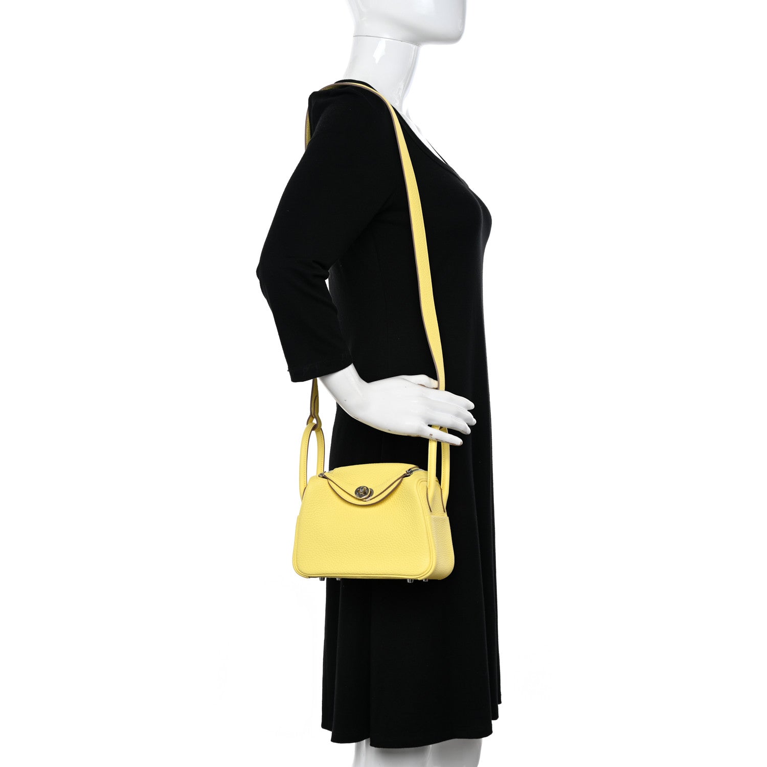 Hermes Taurillon Clemence Mini Lindy 20 Lime 2 of 11