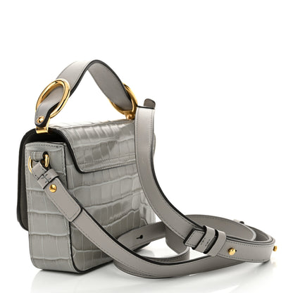 Chloe Calfskin Crocodile Embossed Mini C Double Carry Stormy Grey 3 of 12
