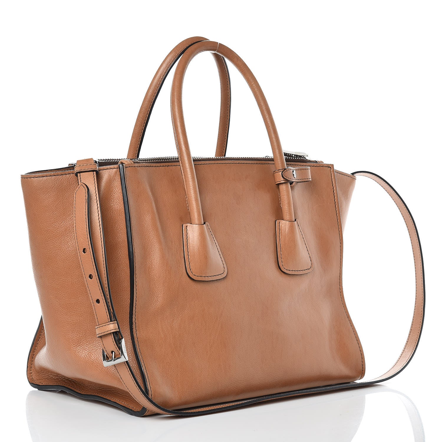 Prada Glace Calf Twin Pocket Tote Naturale 3 of 13