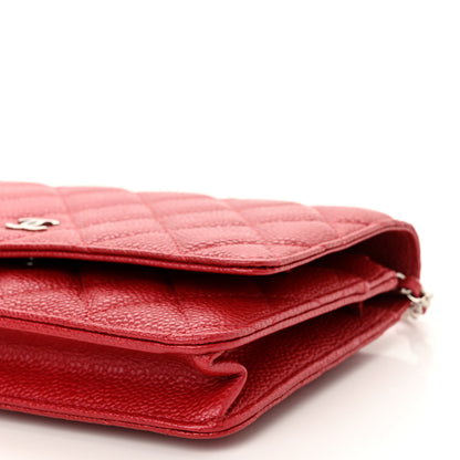 Chanel Caviar Quilted Wallet On Chain WOC Red 11 of 12