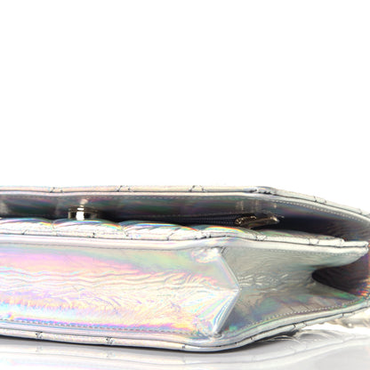 Chanel Iridescent Goatskin Quilted Wallet On Chain WOC Silver 8 of 9