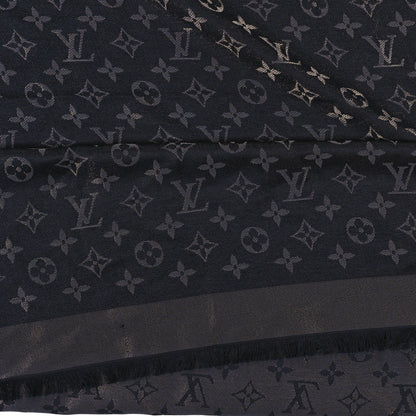 Louis Vuitton Silk Lurex Wool Monogram Shine Shawl Black 4 of 4