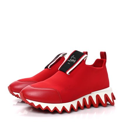 Christian Louboutin Neoprene Tiketa Flat Sneakers 37.5 Red 3 of 8