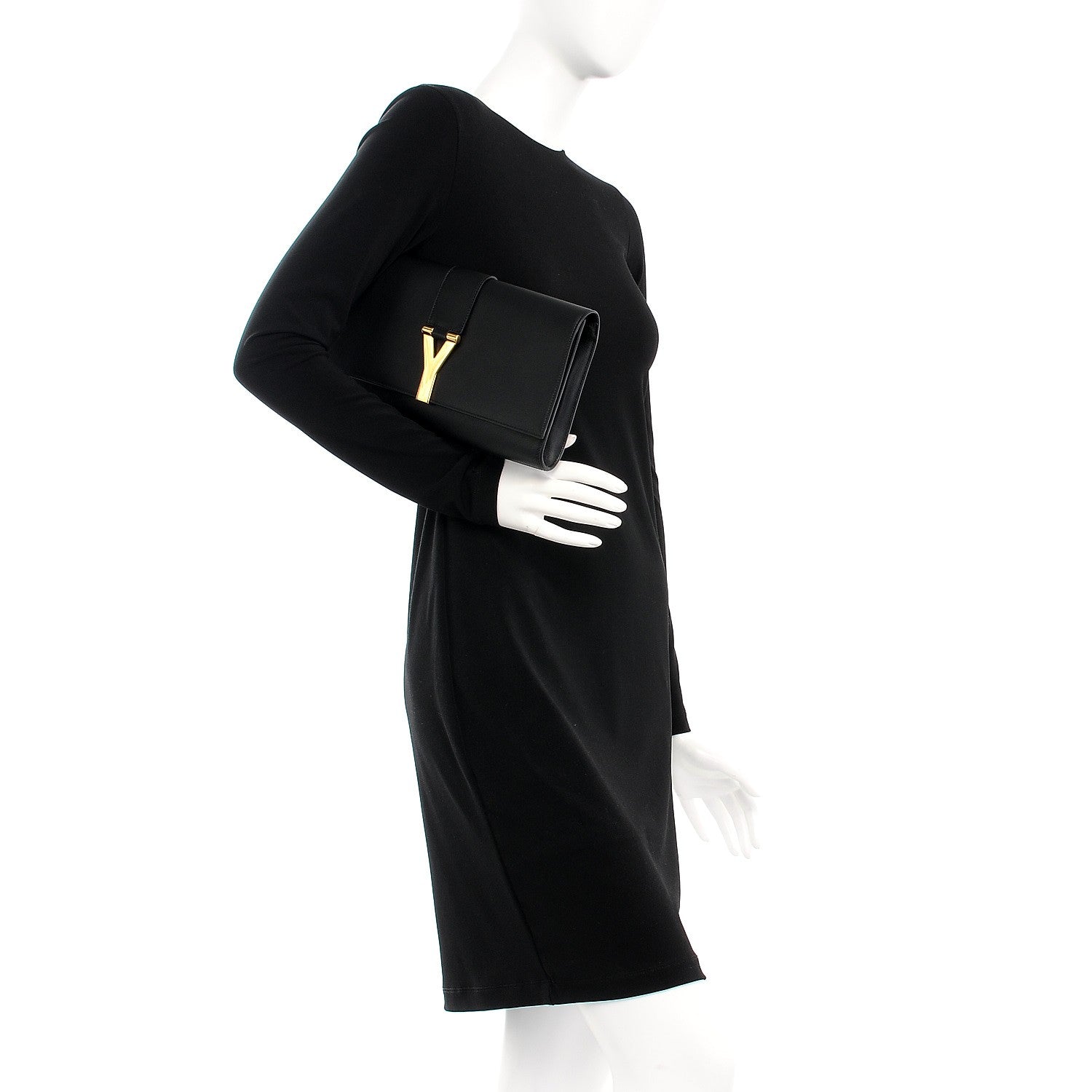 Saint Laurent Calfskin Classic Y Ligne Clutch Black 2 of 8