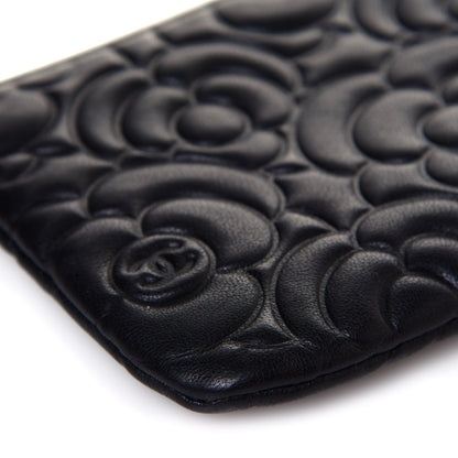 Chanel Goatskin Camellia Embossed Cosmetic Pouch Black 11 of 12