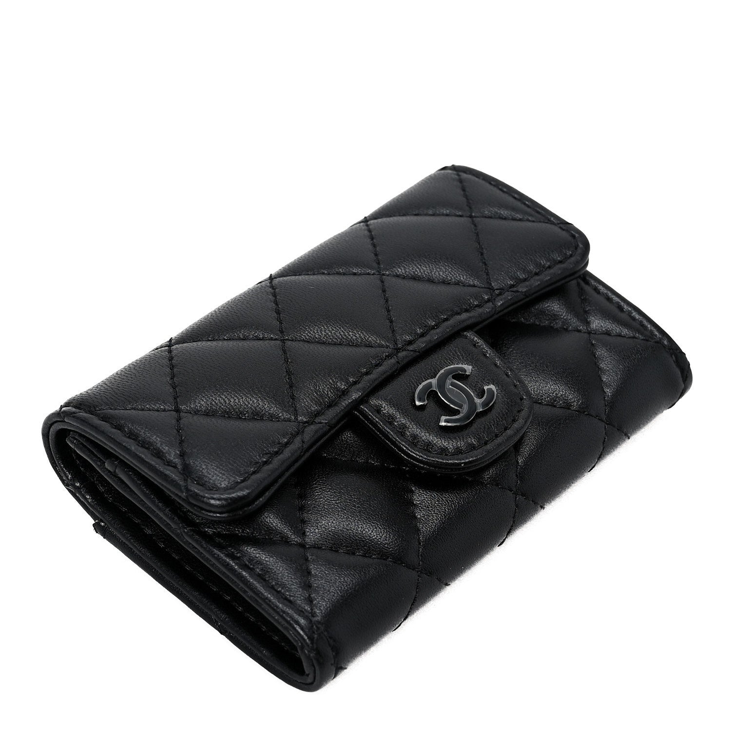 Chanel Lambskin Quilted Flap Card Holder Wallet So Black 4 of 10