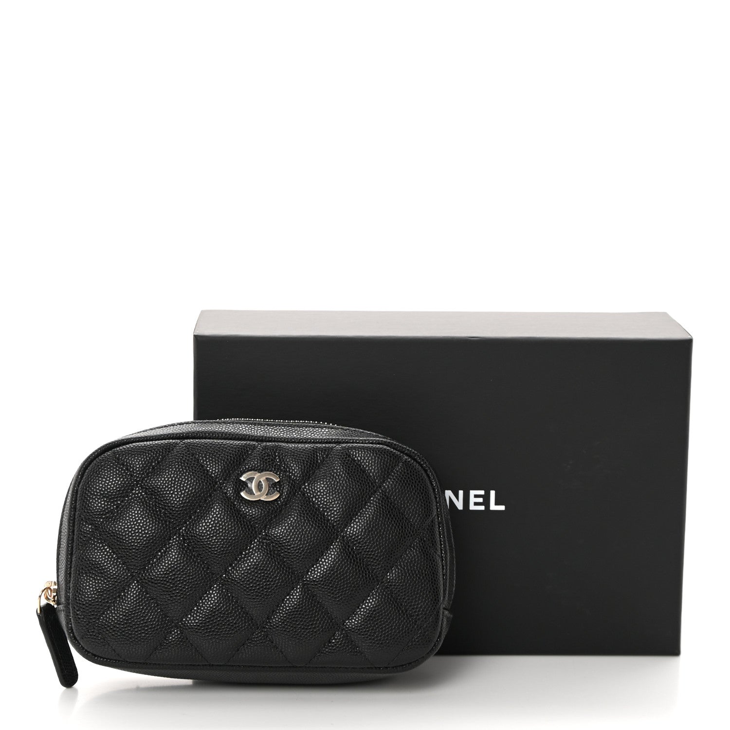 Chanel Caviar Quilted Small Curvy Pouch Cosmetic Case Black 10 of 10